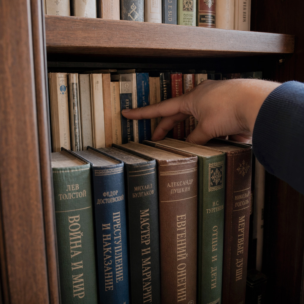 Неудобное хранение книг в два ряда в стандартном глубоком книжном шкафу